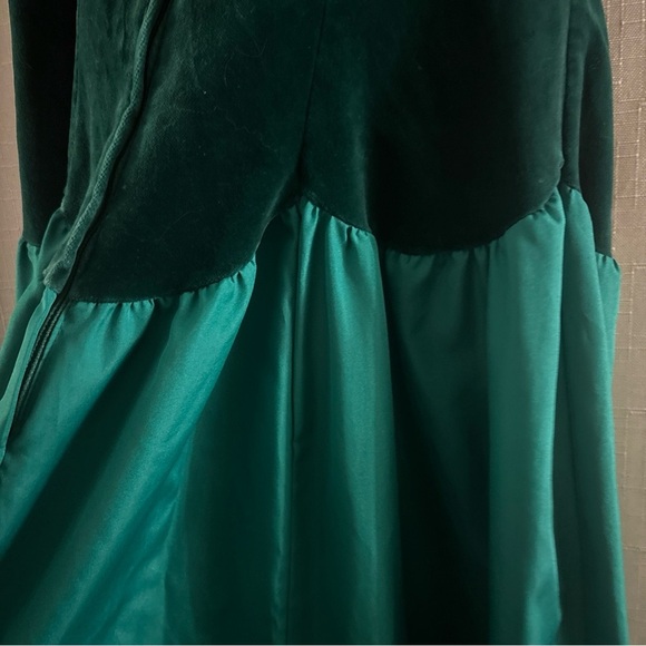 Vintage House of Bianchi Emerald Green Velvet & Taffeta Dress 80's Sweetheart - Picture 8 of 10